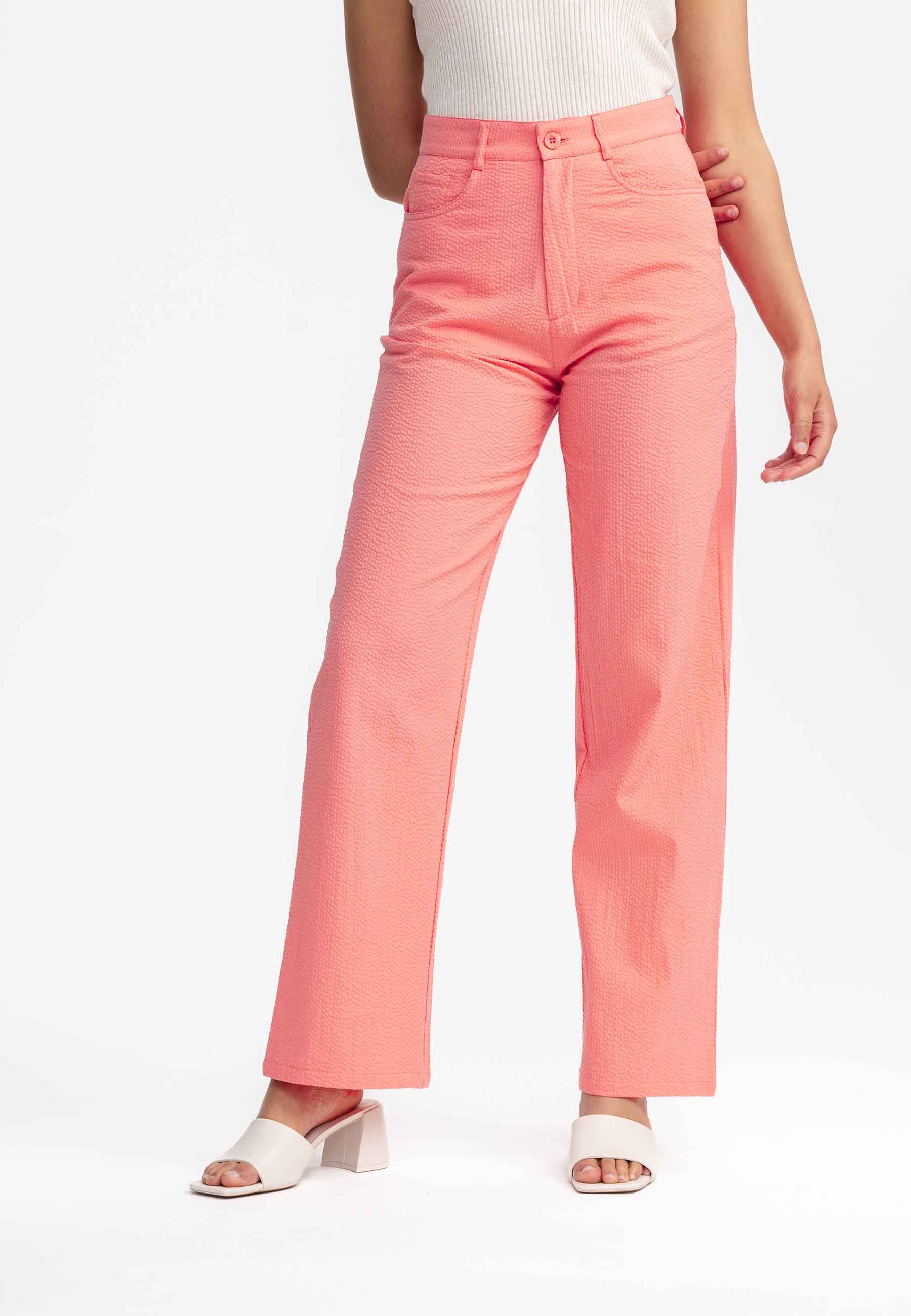 Seersucker Hose mit hohem Bund und weitem Bein Style PAULAMI - Image 11