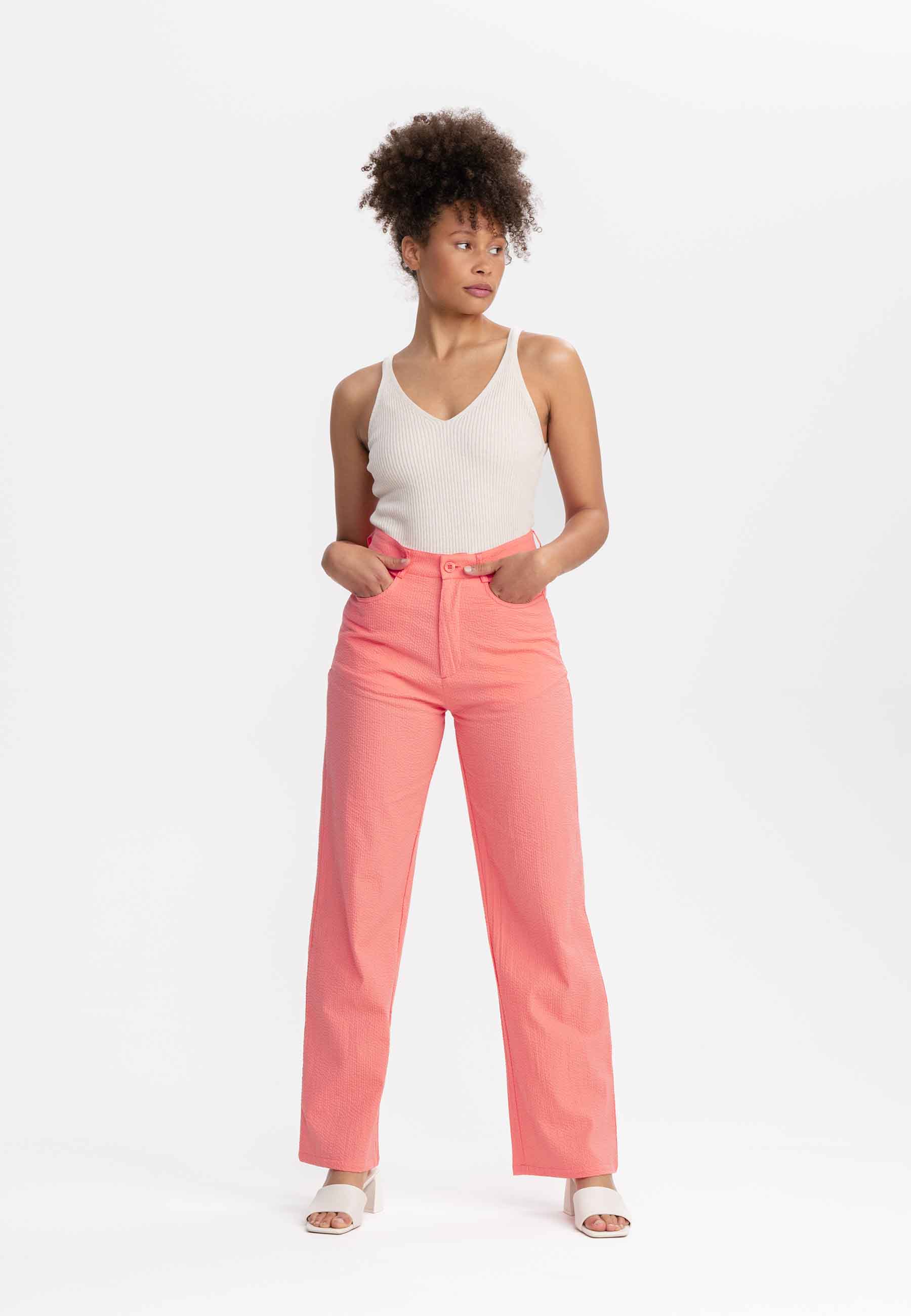 Seersucker Hose mit hohem Bund und weitem Bein Style PAULAMI - Image 14