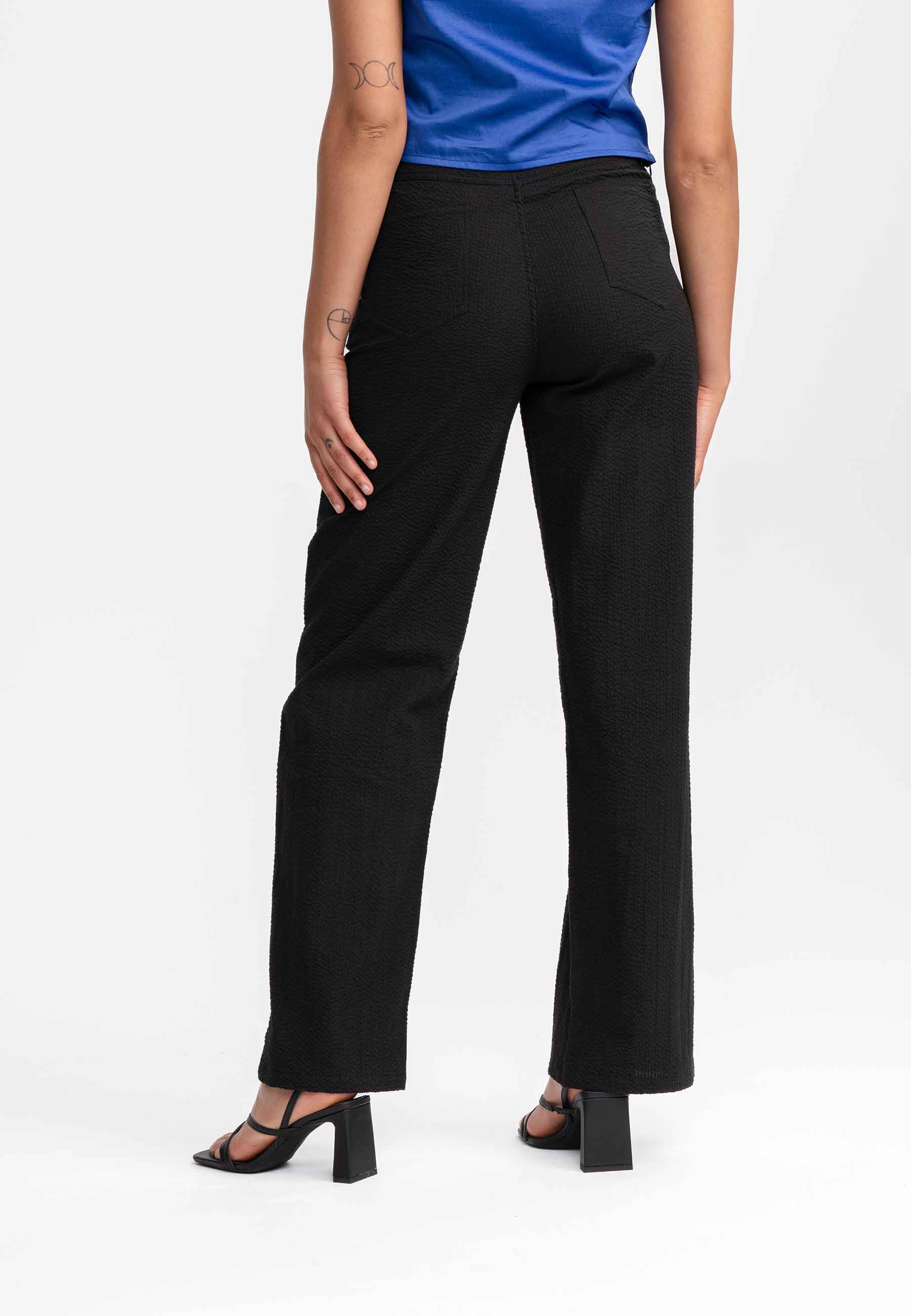 Seersucker Hose mit hohem Bund und weitem Bein Style PAULAMI - Image 3