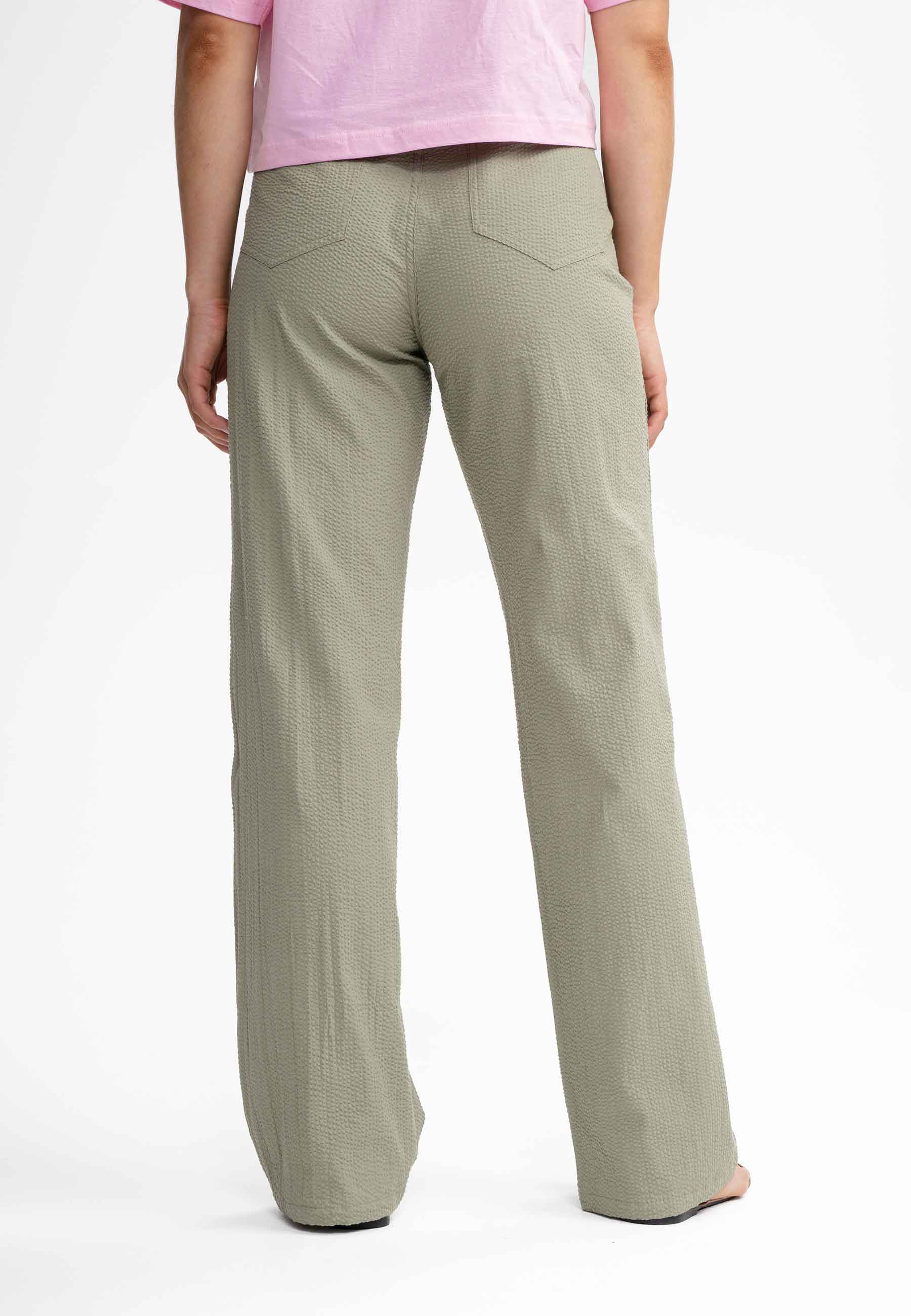 Seersucker Hose mit hohem Bund und weitem Bein Style PAULAMI - Image 8